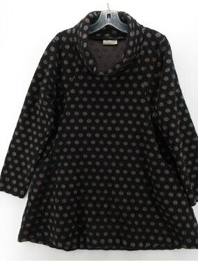 Komil Sweater XL Tunic Pullover Polka Dots Stretch Artsy Cowl Neck